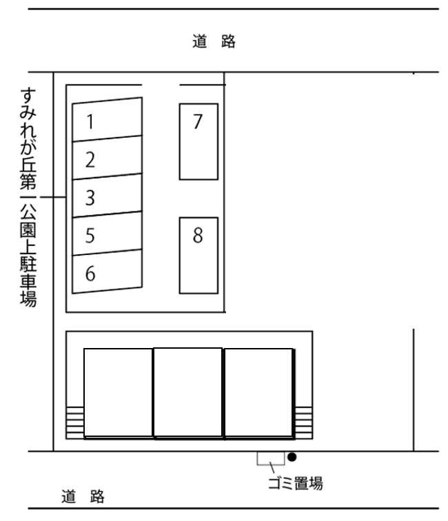 すみれが丘第一公園上駐車場の駐車配置図