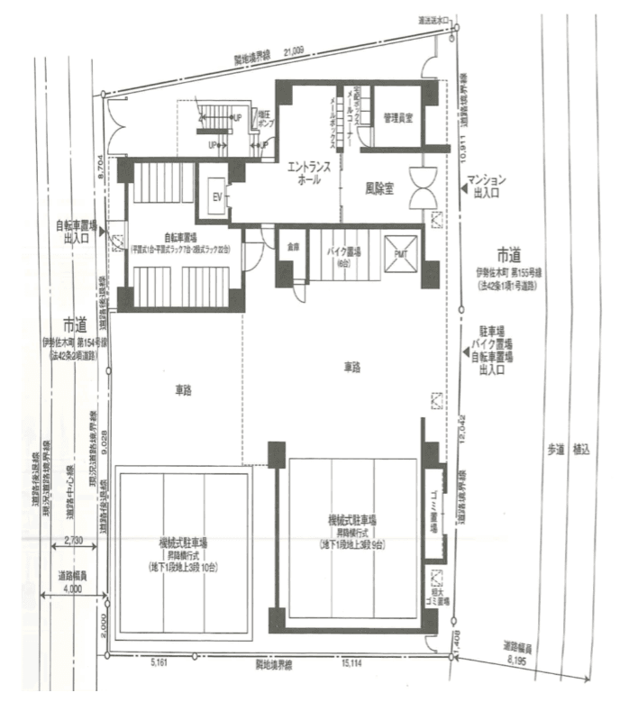 ラグジュアリーアパートメント横浜黄金町の駐車配置図
