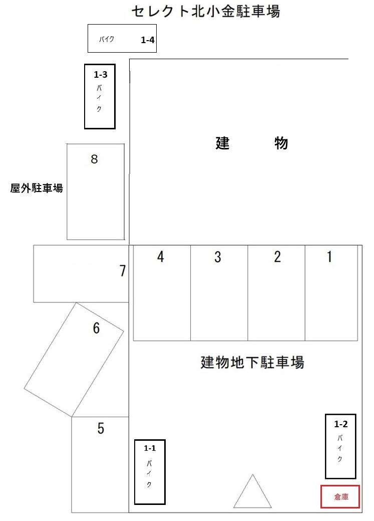 セレクト北小金山喜駐車場の駐車配置図