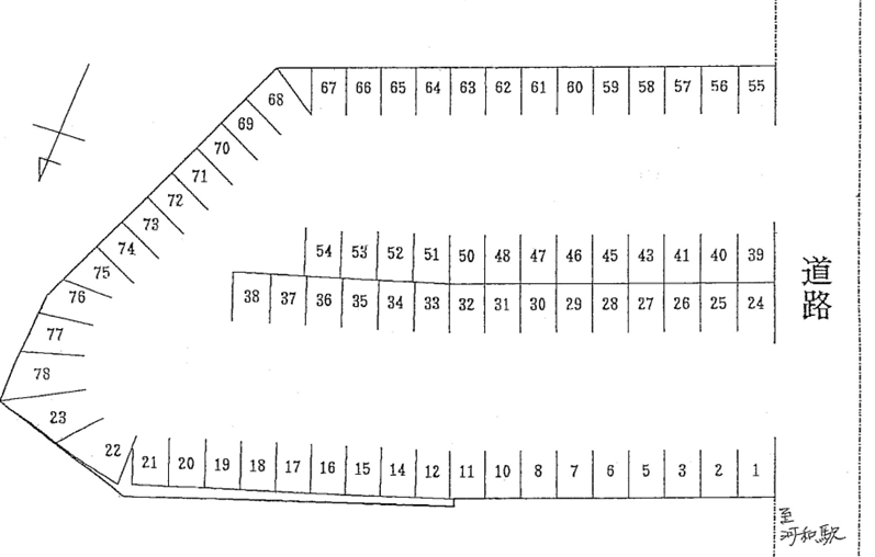 西田月極駐車場の駐車配置図