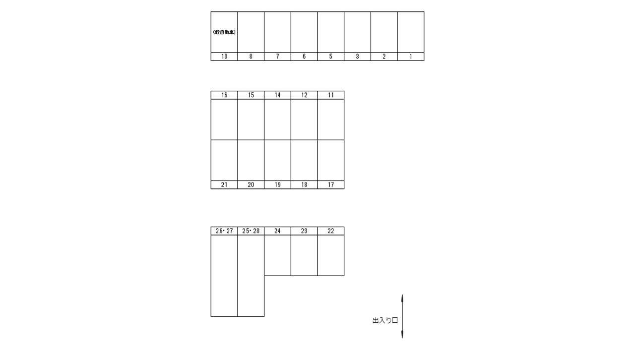 Mパーク寺尾上駐車場(南側駐車場)の駐車配置図