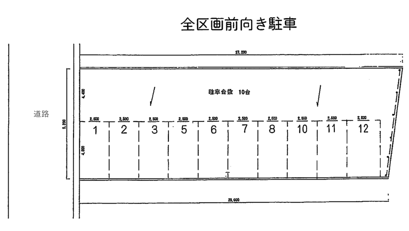 永覚新町1丁目2番10月極駐車場の駐車配置図