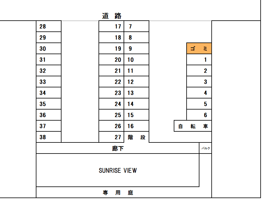 SUNRISE VIEWの駐車配置図