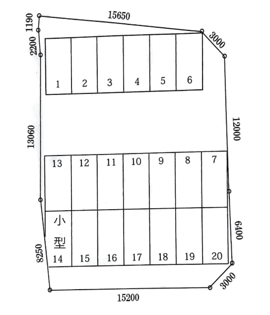 ザ・パーク津志田中央三丁目の駐車配置図