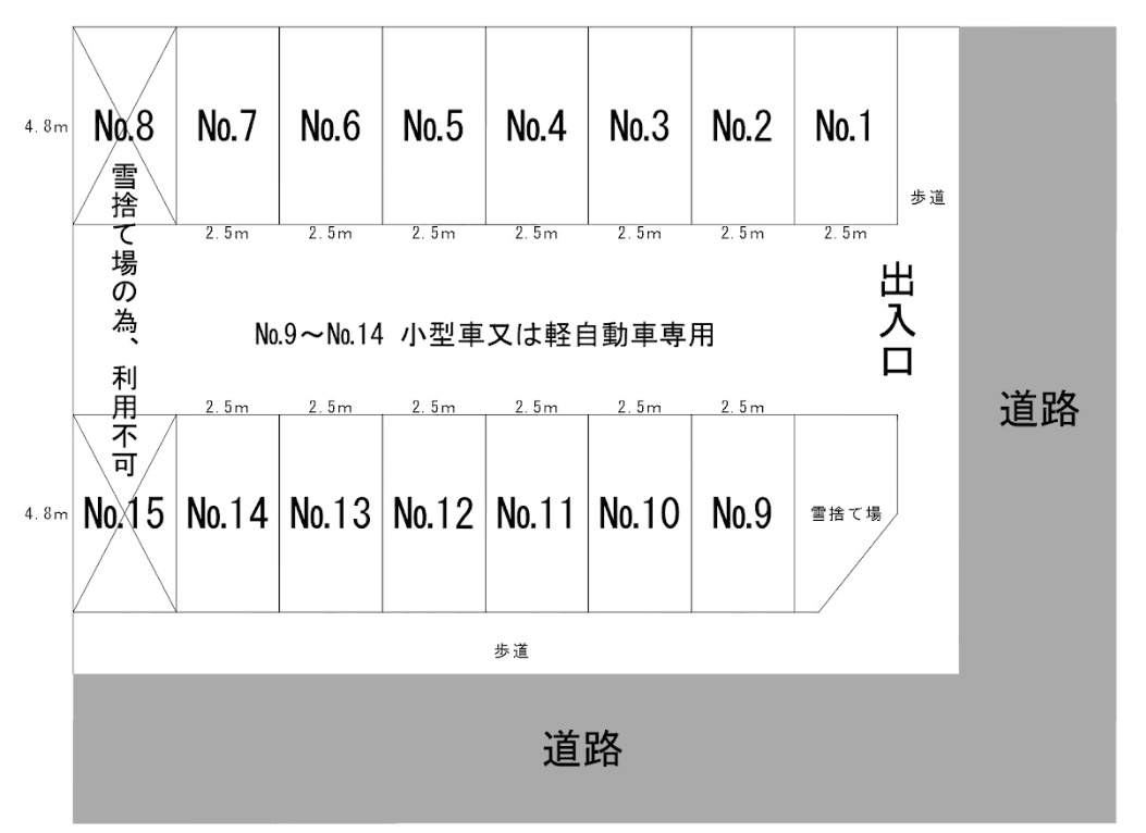 ハピネスパーキングの駐車配置図