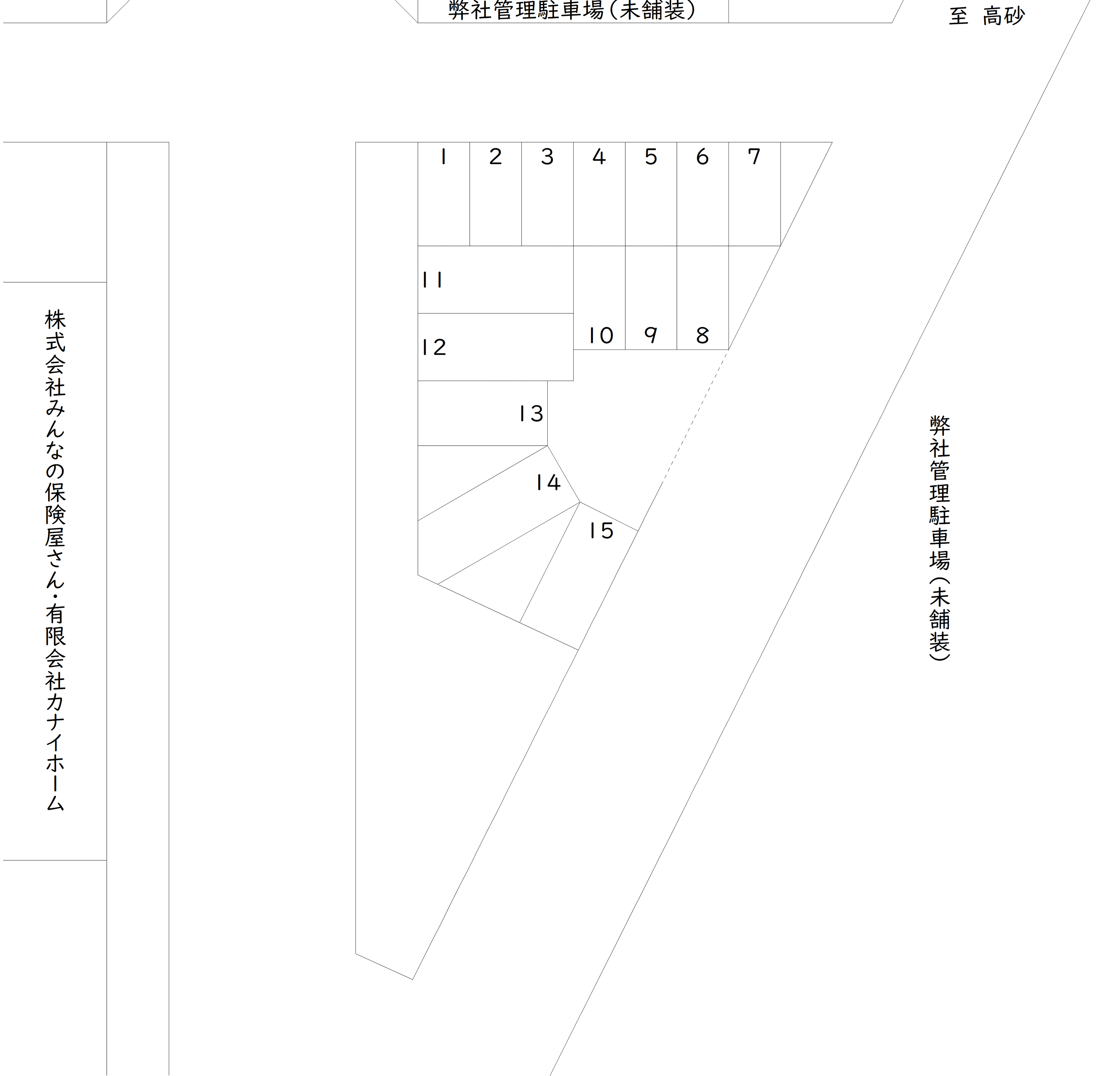 細田3-38(南) 駐車場の駐車配置図