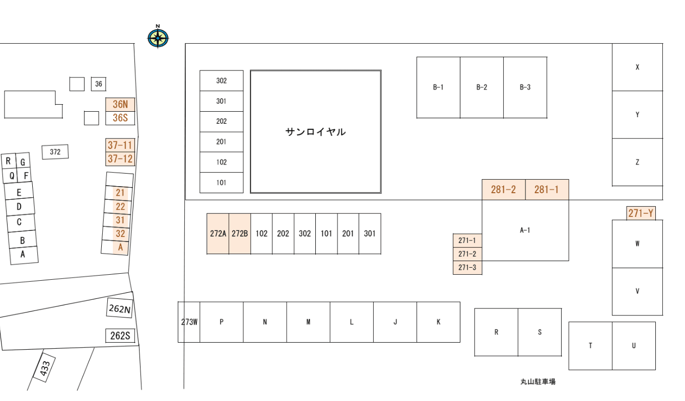 丸山駐車場の駐車配置図