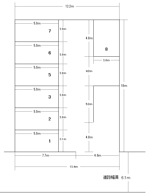 大手西ガレージCの駐車配置図