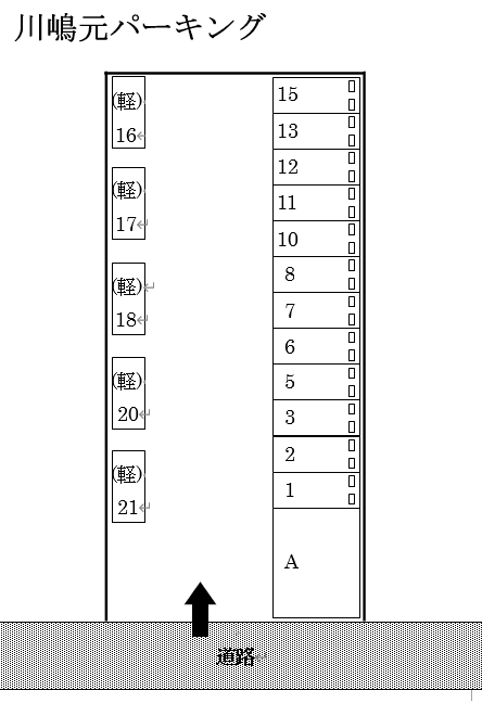 川嶋元月極駐車場の駐車配置図