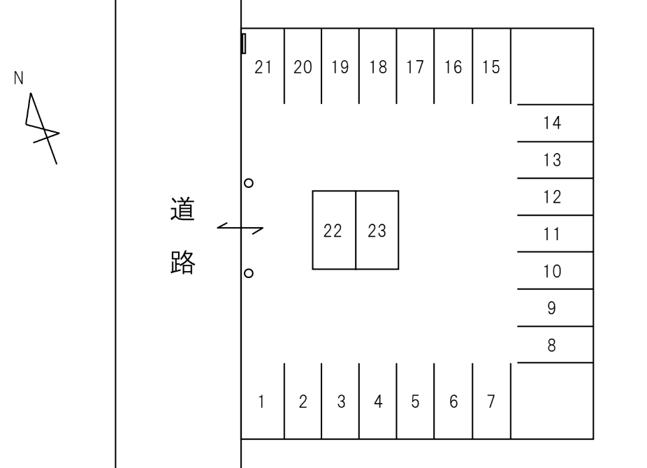 TP023 住崎1F - Touchiの駐車配置図