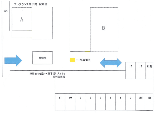 フレグランス南小向の駐車配置図