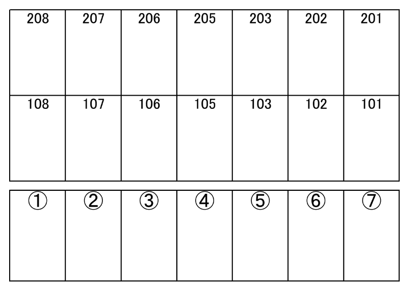 長嶺コーポ駐車場の駐車配置図