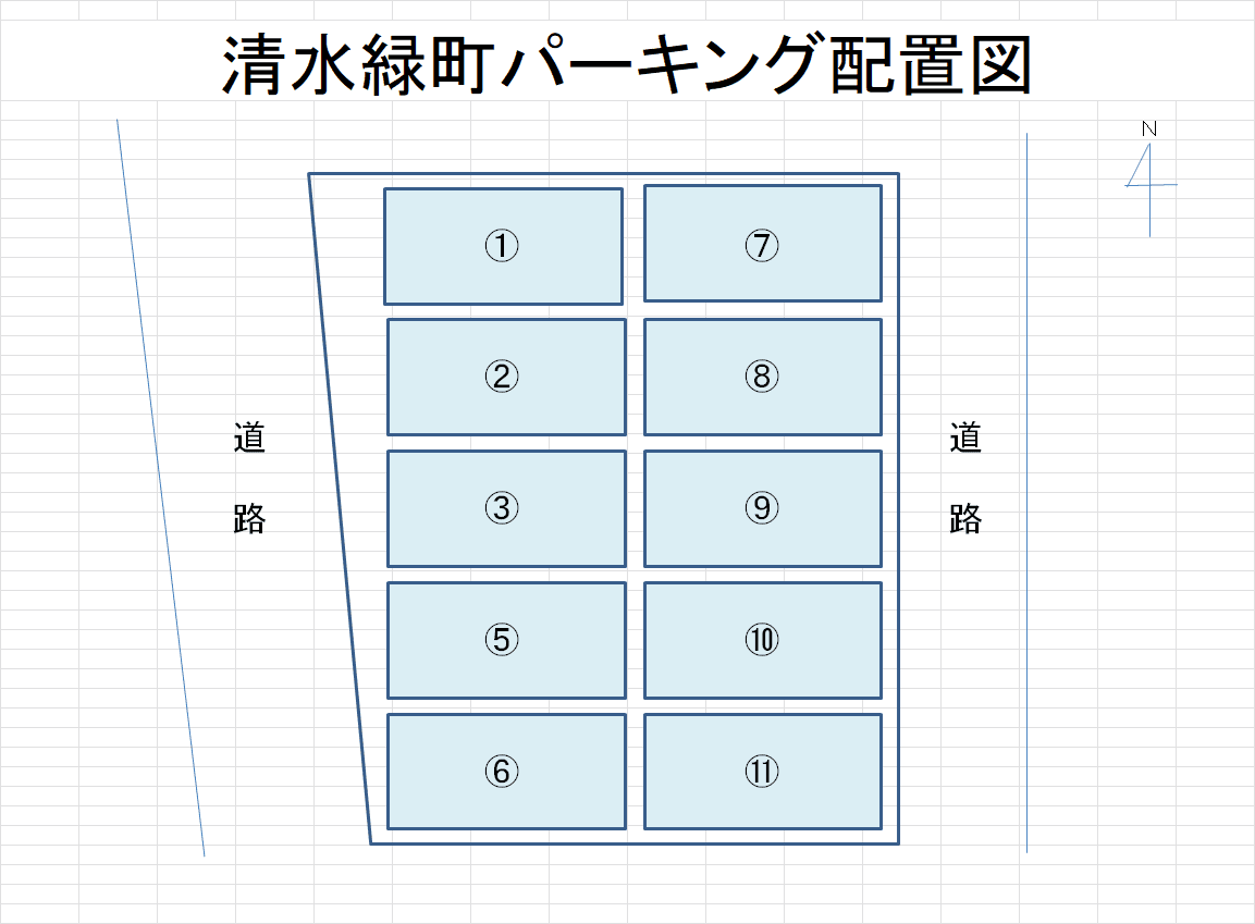 清水緑町パーキングの駐車配置図