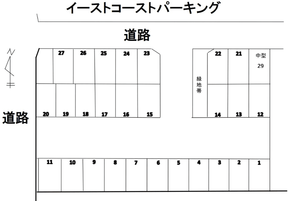 イーストコーストパーキングの駐車配置図