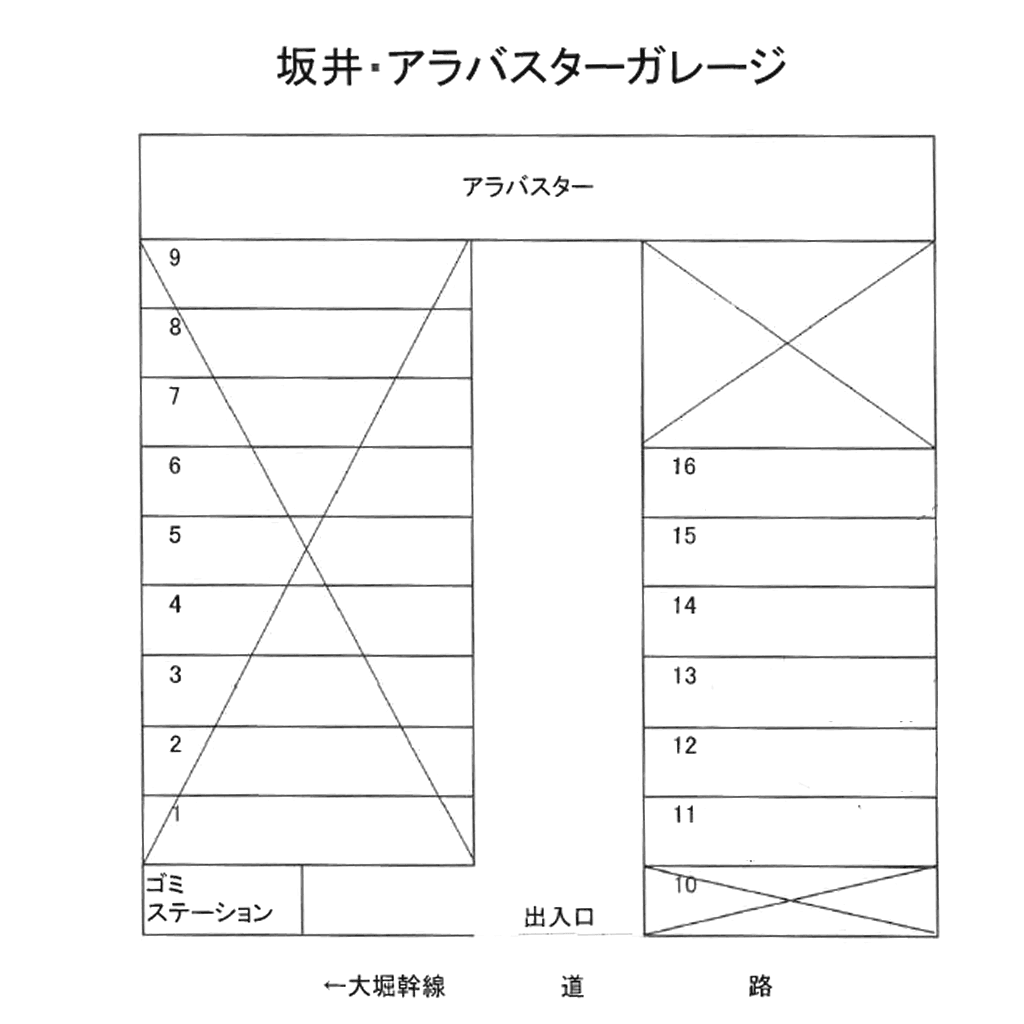 アラバスターパーキングの駐車配置図