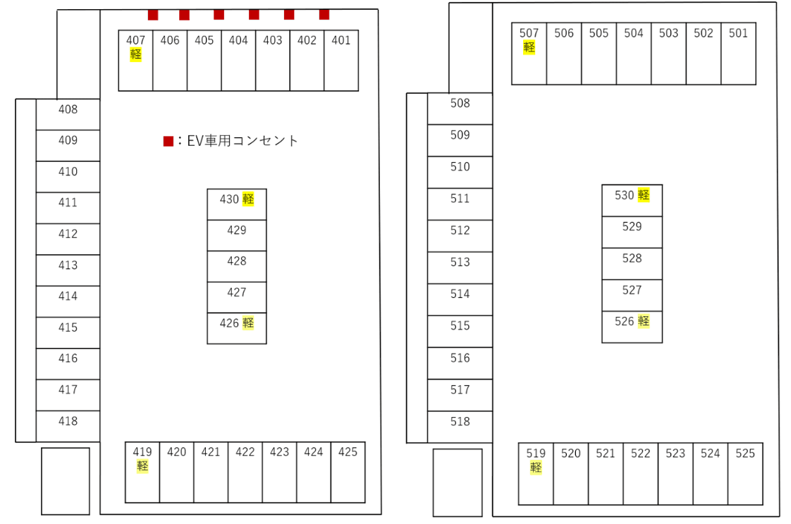 T-Building HAKATA EAST駐車場の駐車配置図