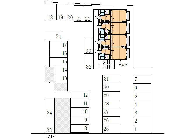 YGP月極駐車場の駐車配置図