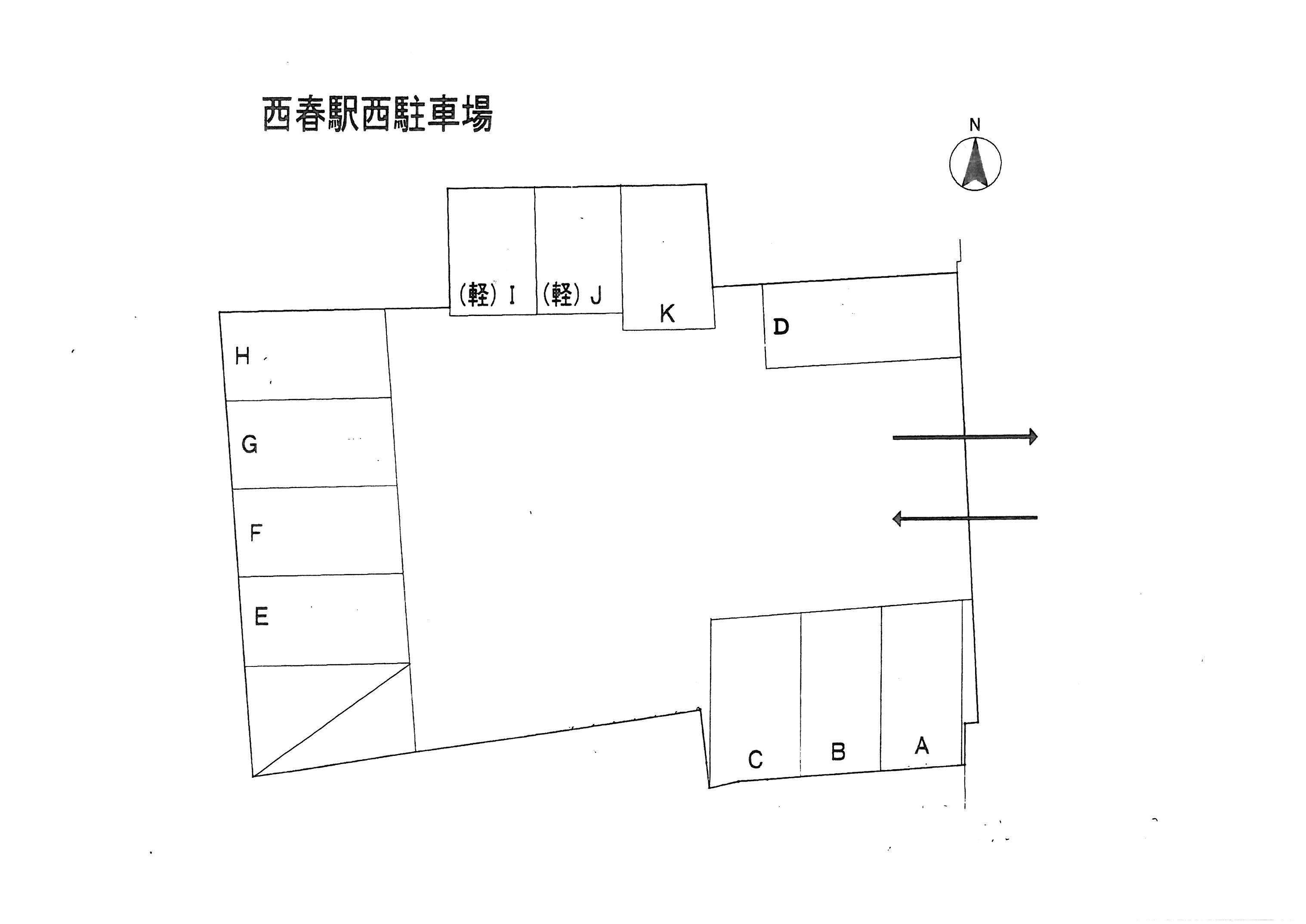 西春駅西駐車場の駐車配置図