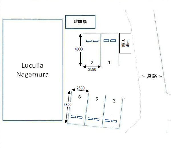 Luculia Nagamuraの駐車配置図