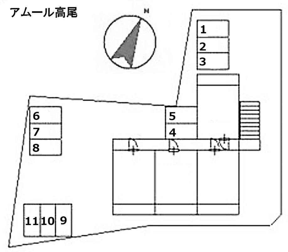 アムール高尾の駐車配置図