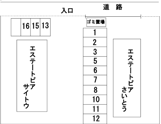 エステートピアサイトウ駐車場の駐車配置図