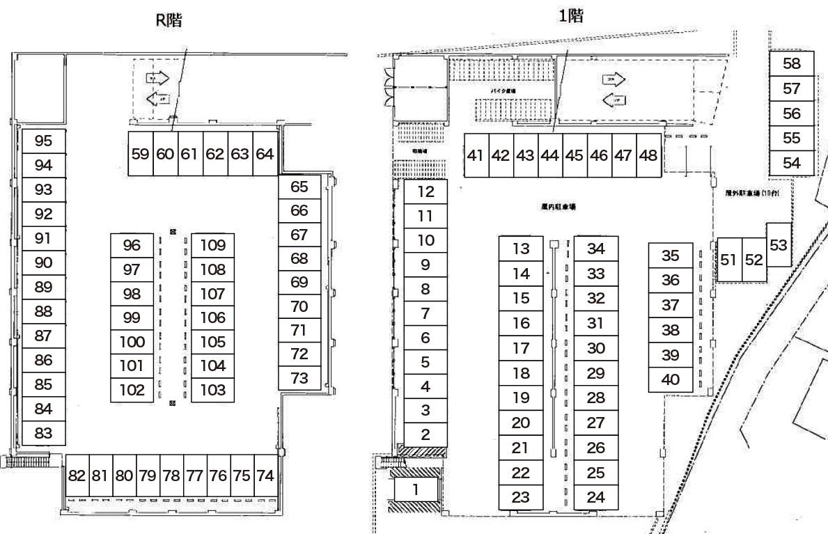 クラシオン西新駐車場の駐車配置図