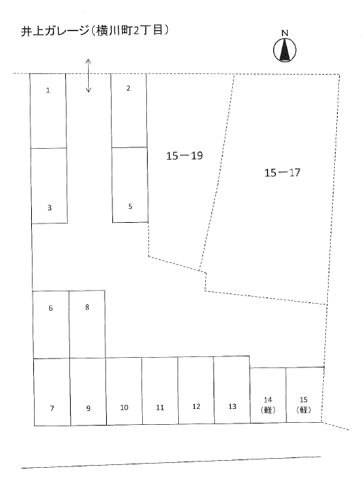 井上ガレージの駐車配置図