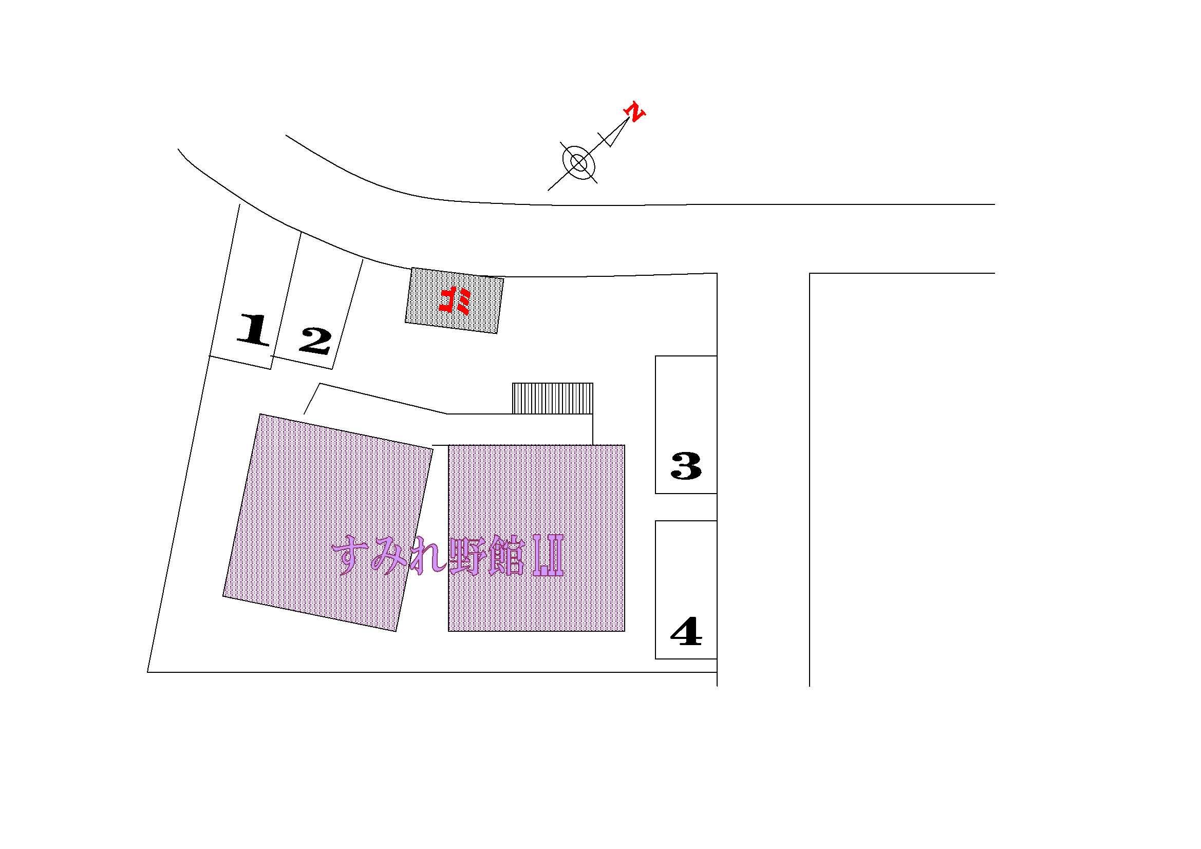 すみれ野舘Ⅰ・Ⅱ駐車場の駐車配置図