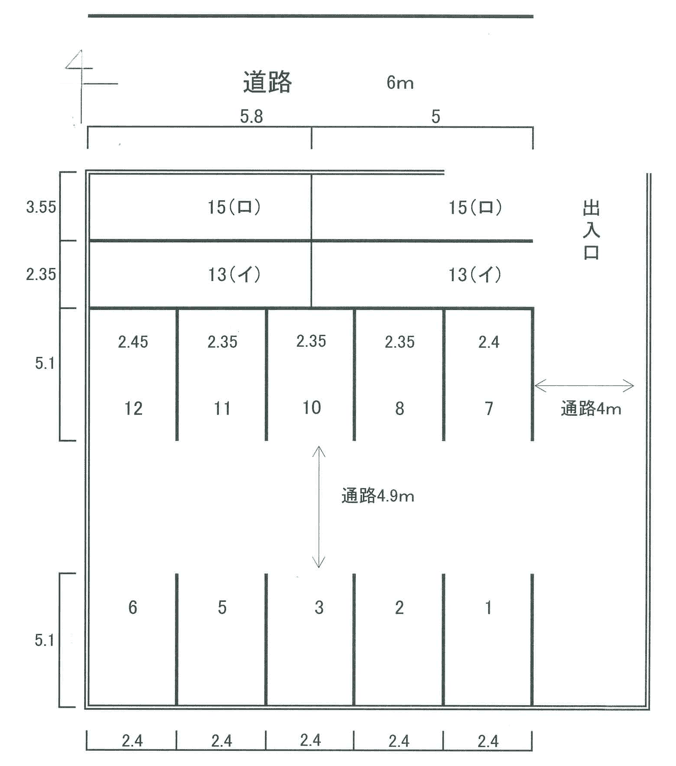 北井駐車場の駐車配置図