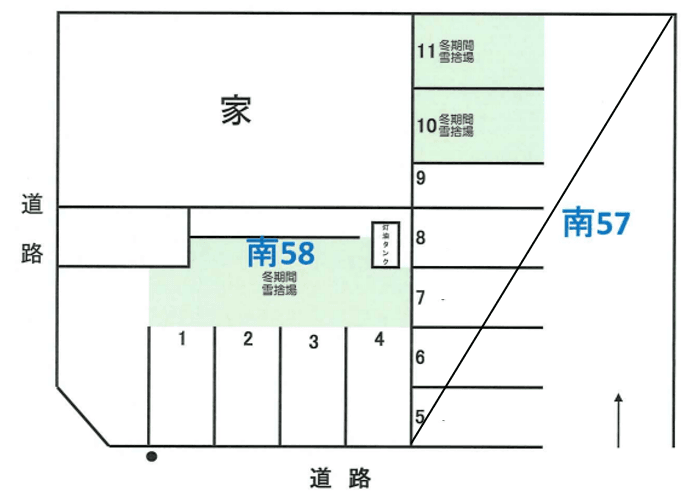 平和通8丁目南58駐車場の駐車配置図