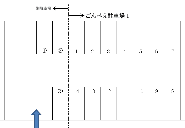 ごんべえ駐車場Ⅰの駐車配置図