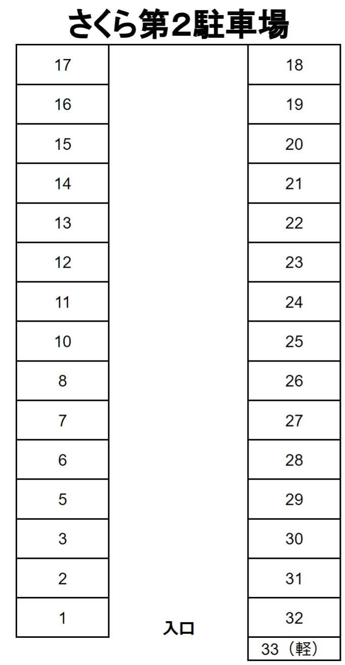 さくら第二駐車場の駐車配置図