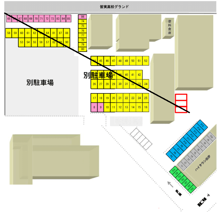 ハイタウン出汐付属駐車場の駐車配置図