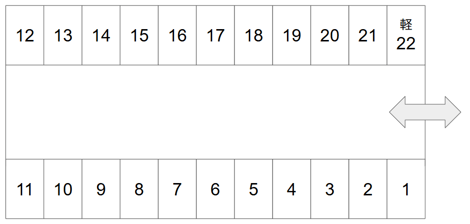 仙波駐車場の駐車配置図
