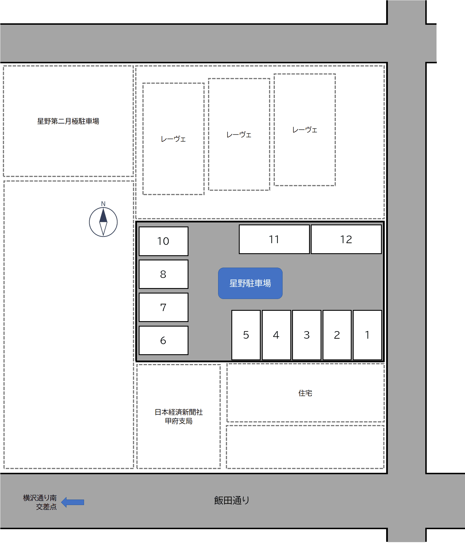 星野駐車場の駐車配置図