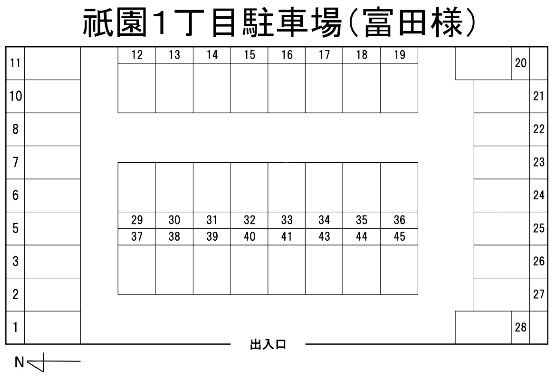 祇園1丁目駐車場の駐車配置図