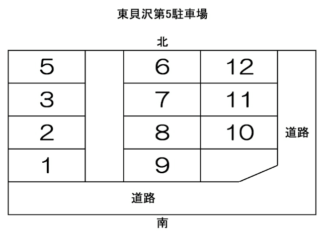 東貝沢第5月極駐車場の駐車配置図
