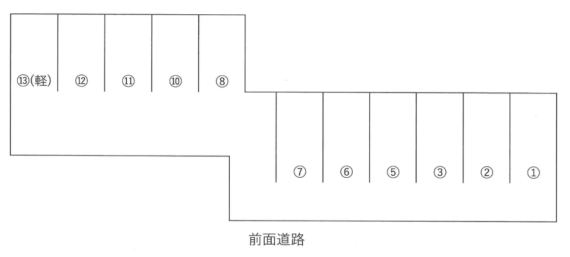 東中間三丁目1番月極駐車場の駐車配置図
