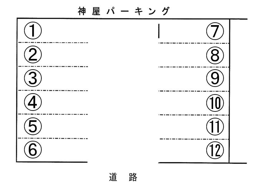 神屋パーキングの駐車配置図