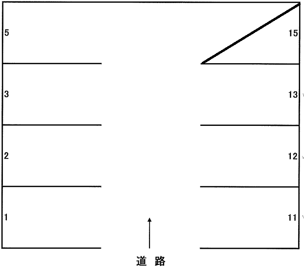 白石中央1条6丁目96・97駐車場の駐車配置図
