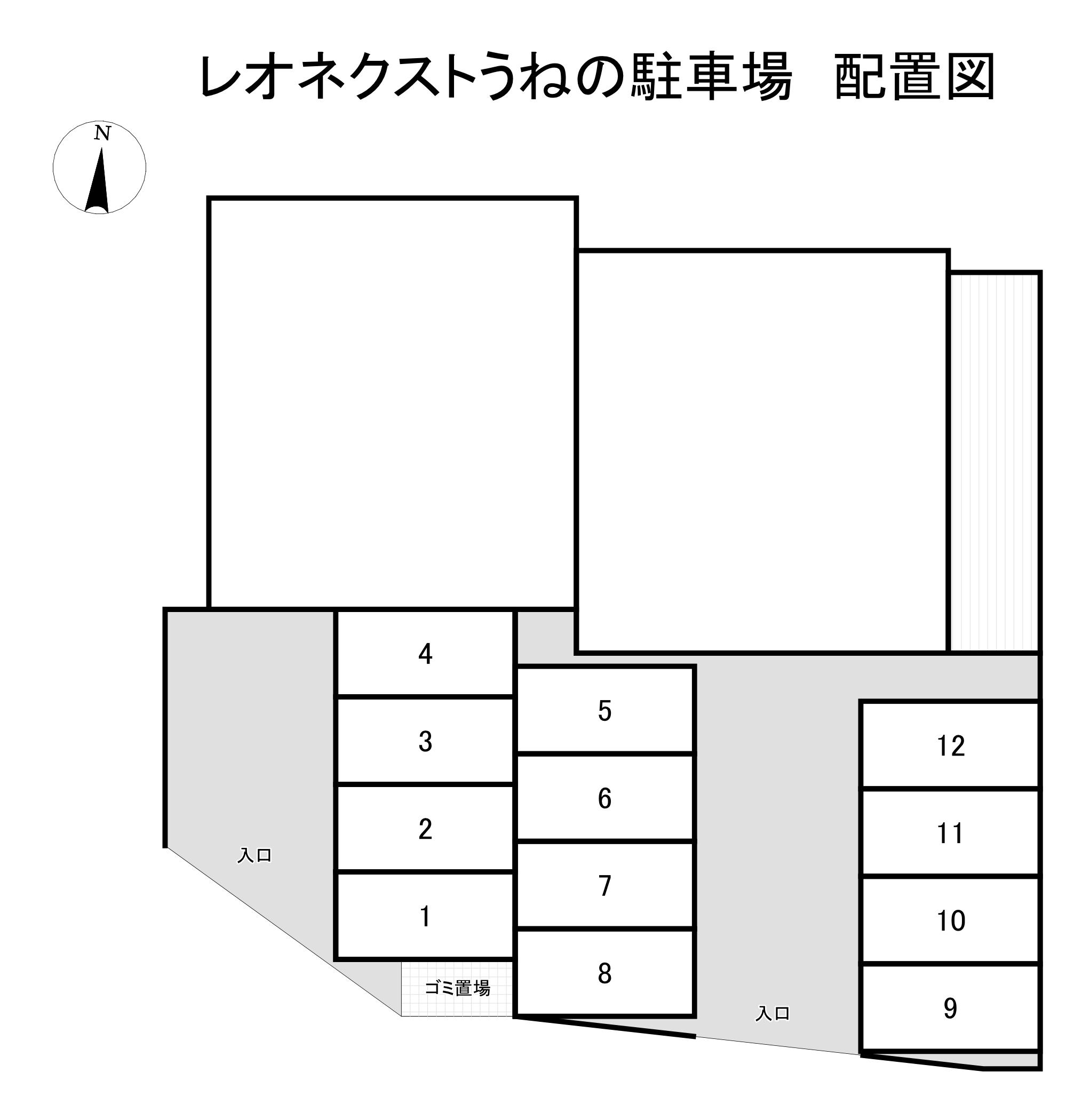 レオネクストうねの駐車場の駐車配置図