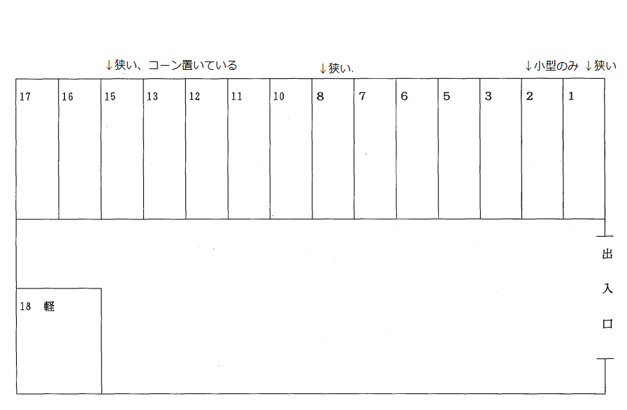 一本木ガレージの駐車配置図