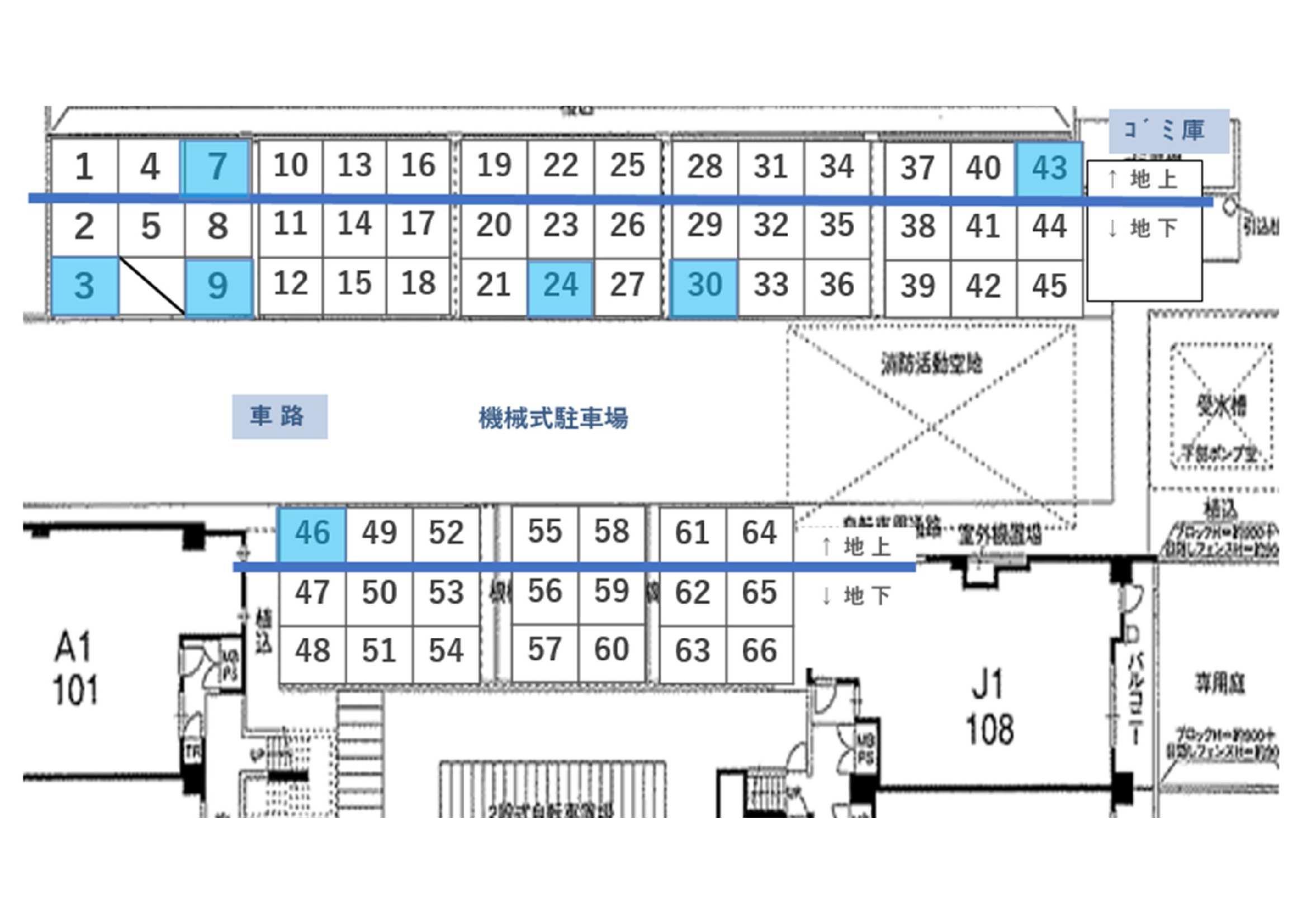 中前田町7番駐車場の駐車配置図