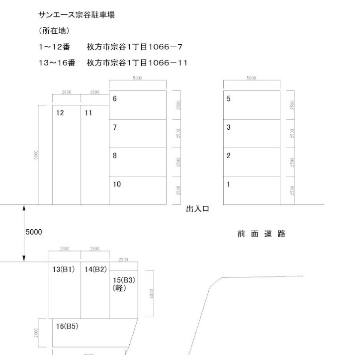 サンエース宗谷駐車場の駐車配置図
