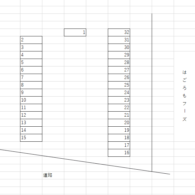 大島京丸駐車場の駐車配置図