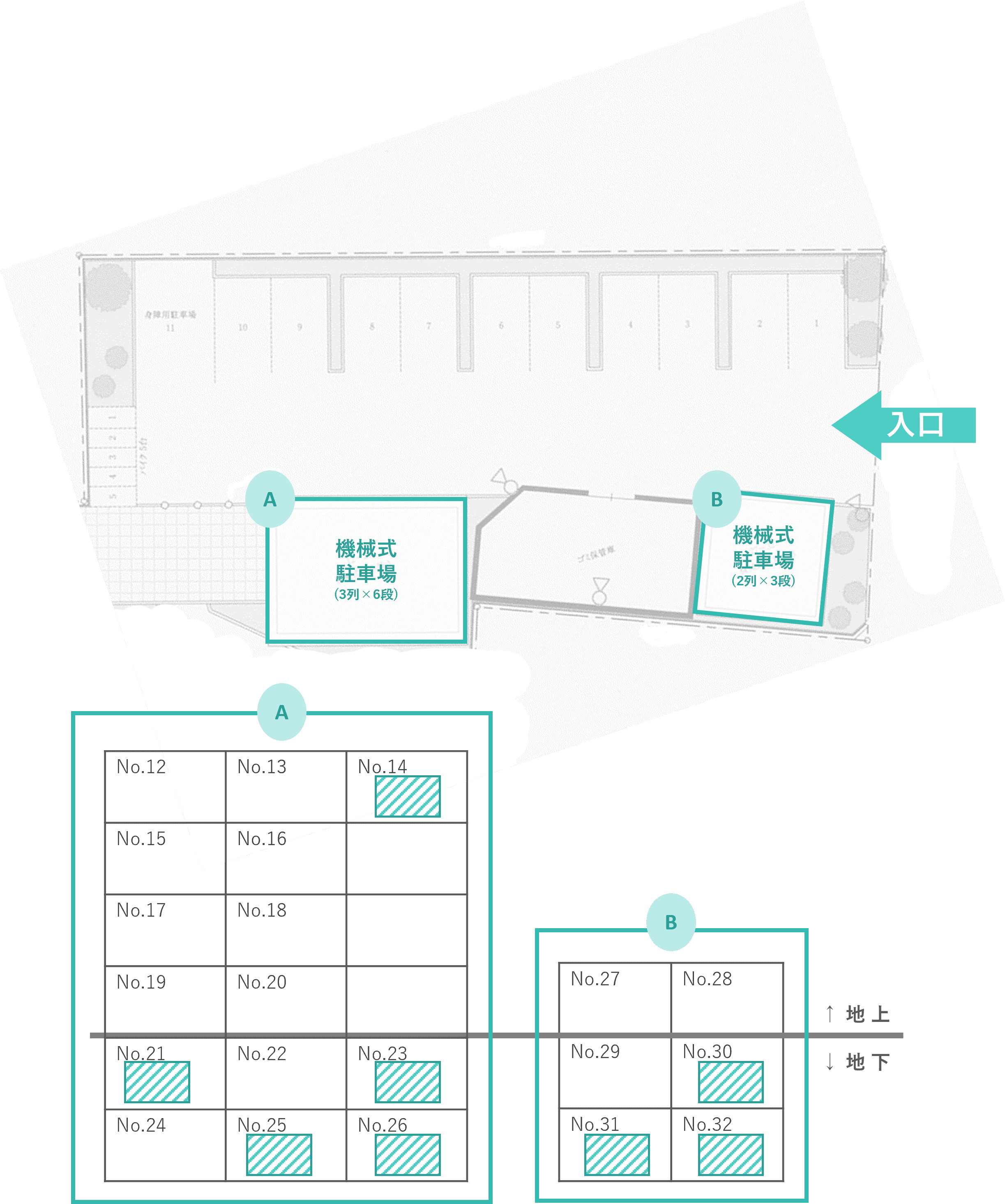 亀戸七丁目駐車場の駐車配置図
