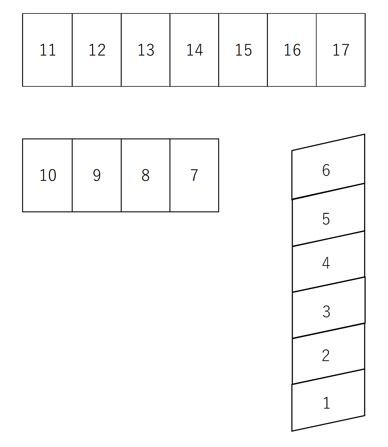 線﨑駐車場の駐車配置図