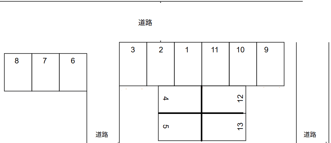 キタカガヤ第13の駐車配置図