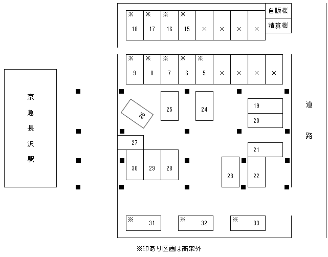 京急長沢の駐車配置図