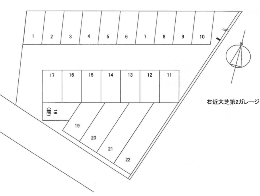 右近大芝第2ガレージの駐車配置図